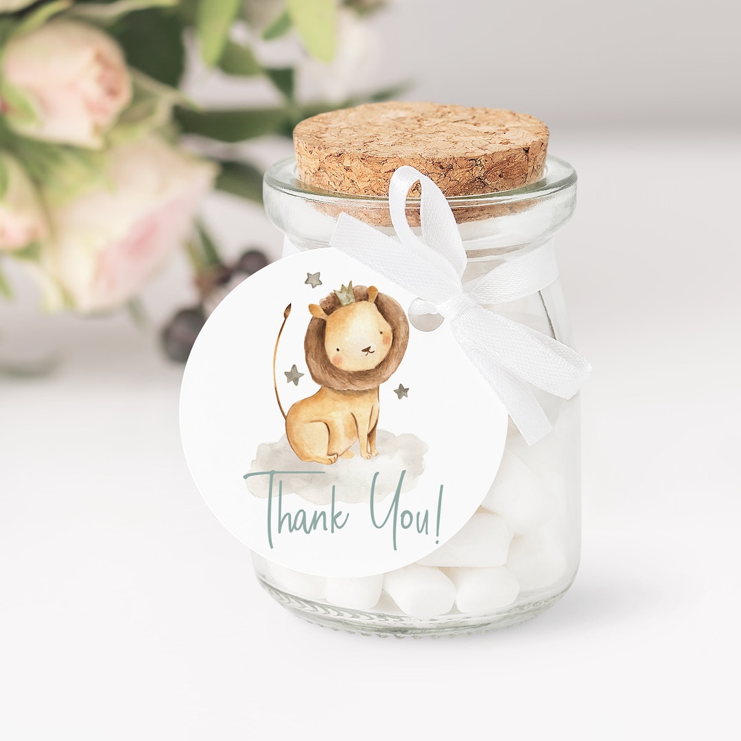 Printable Lion Favor Tag Template - Watercolor Lion Prince Safari ...