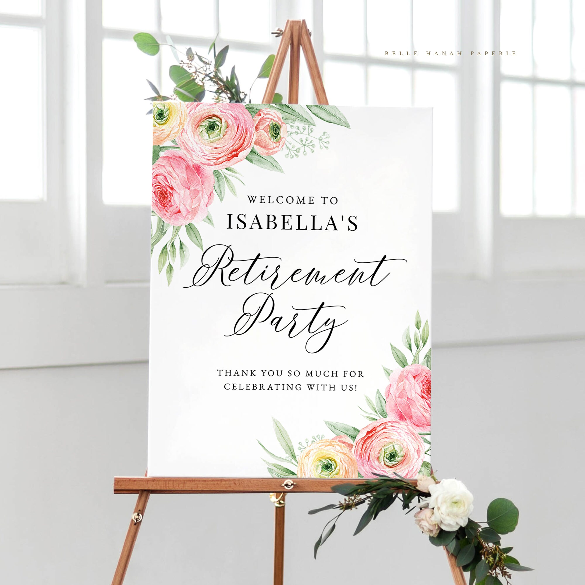 Printable Spring Flowers Retirement Party Welcome Sign Template - 18x24 ...