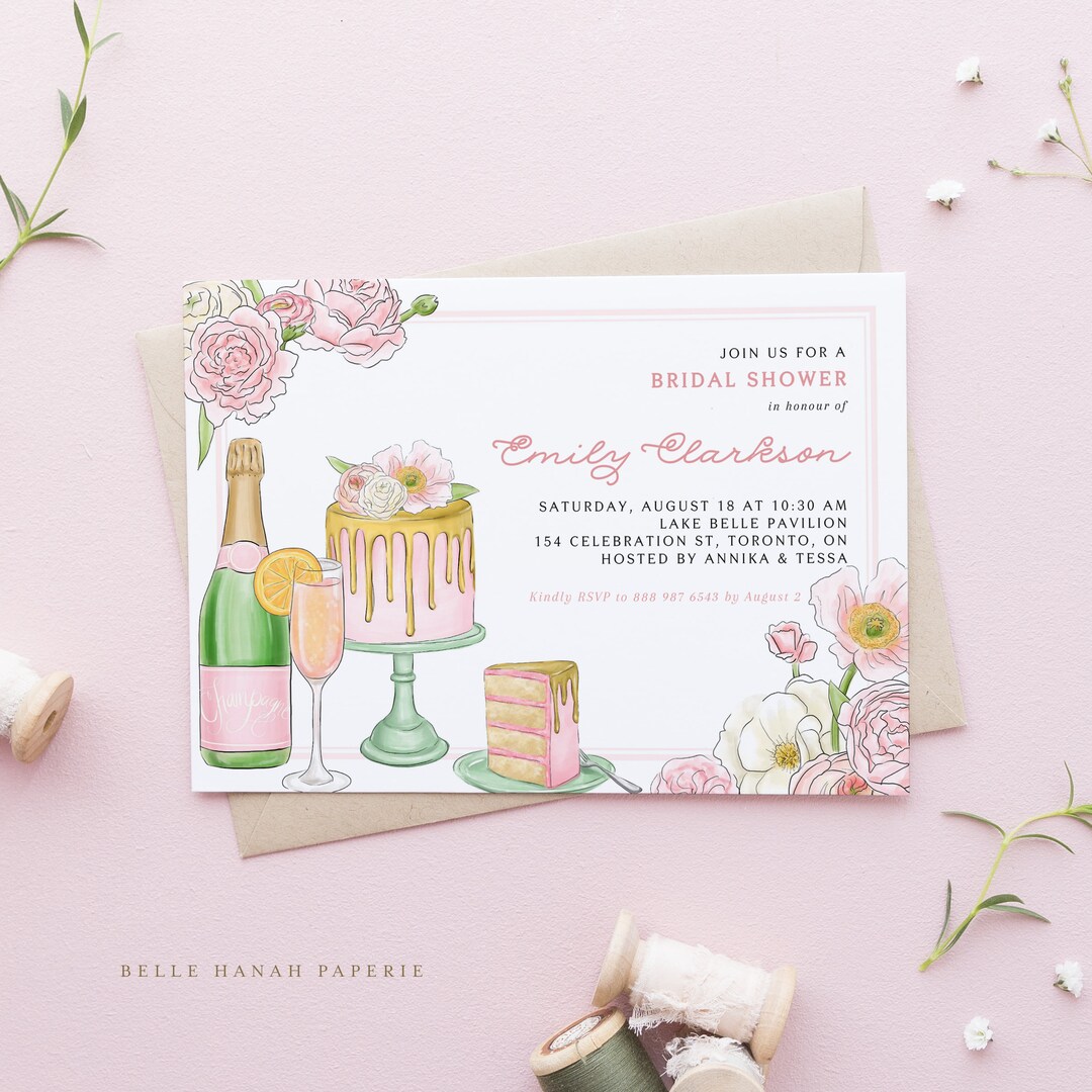 Printable Bridal Shower Invitation Template - Watercolor Champagne ...
