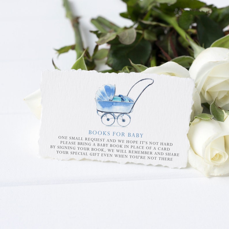 Printable Book Request Baby Shower Card Watercolor Blue - Etsy