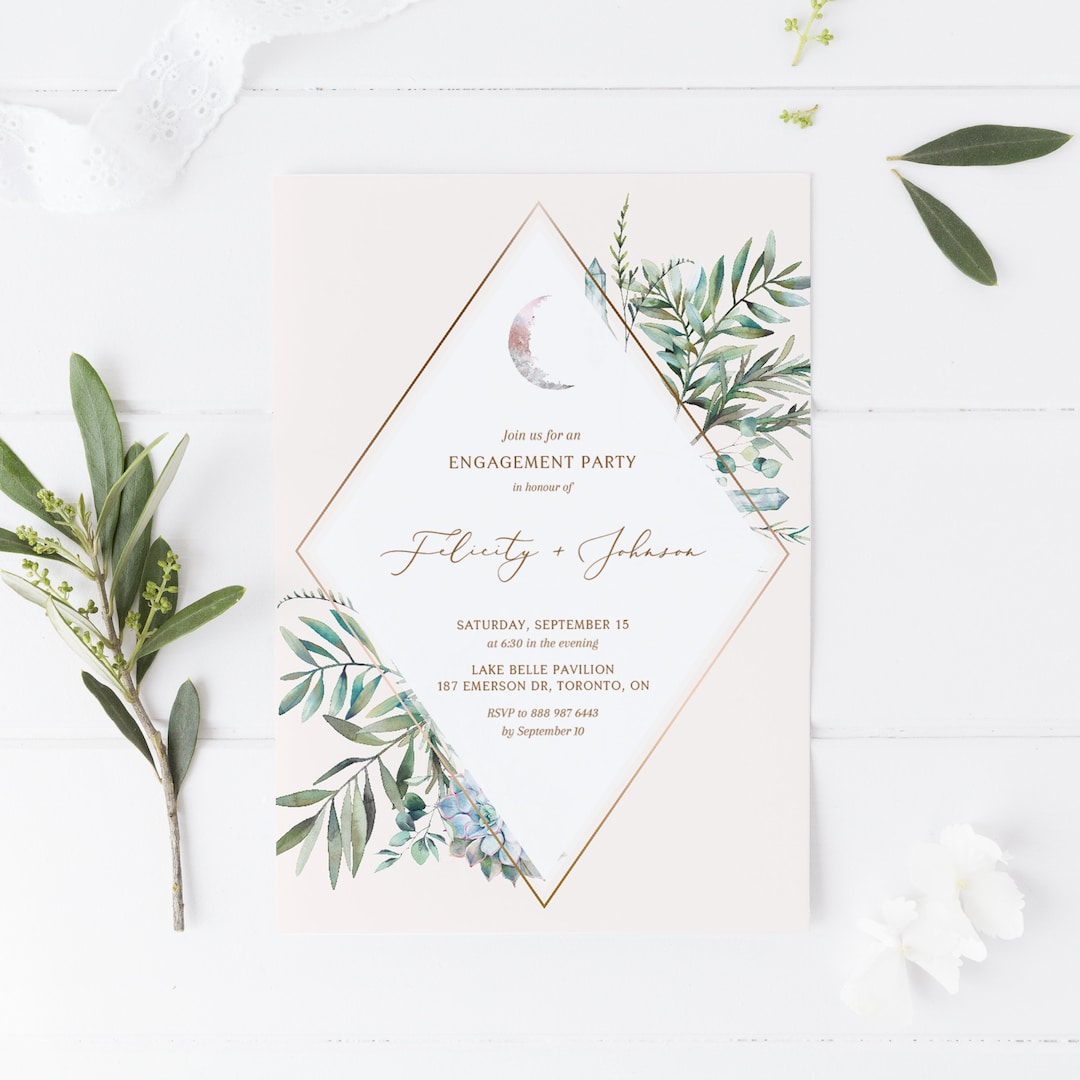 Boho Engagement Party Invitation Template Printable Etsy