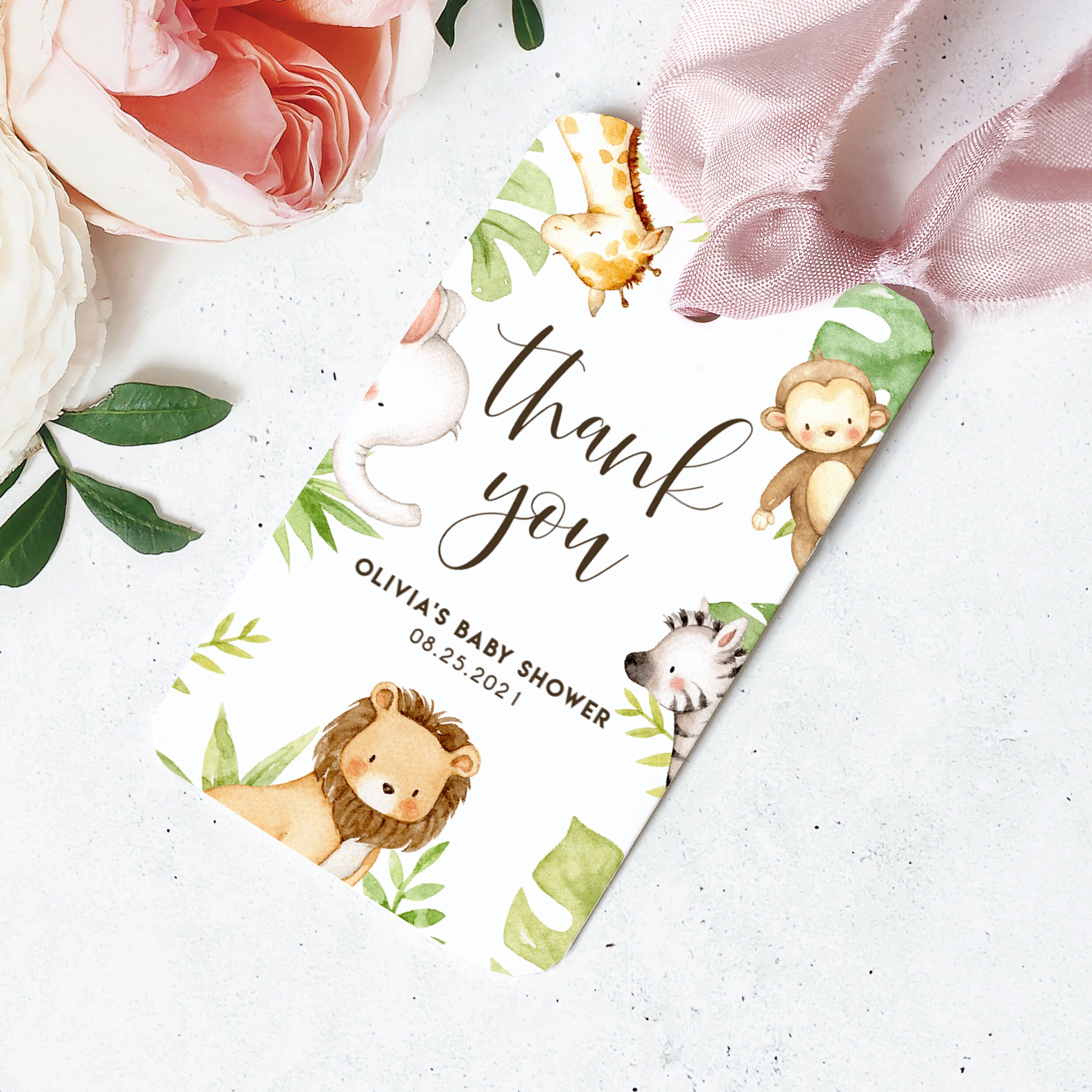 Printable Safari Baby Shower Thank You Gift Tag Template Etsy