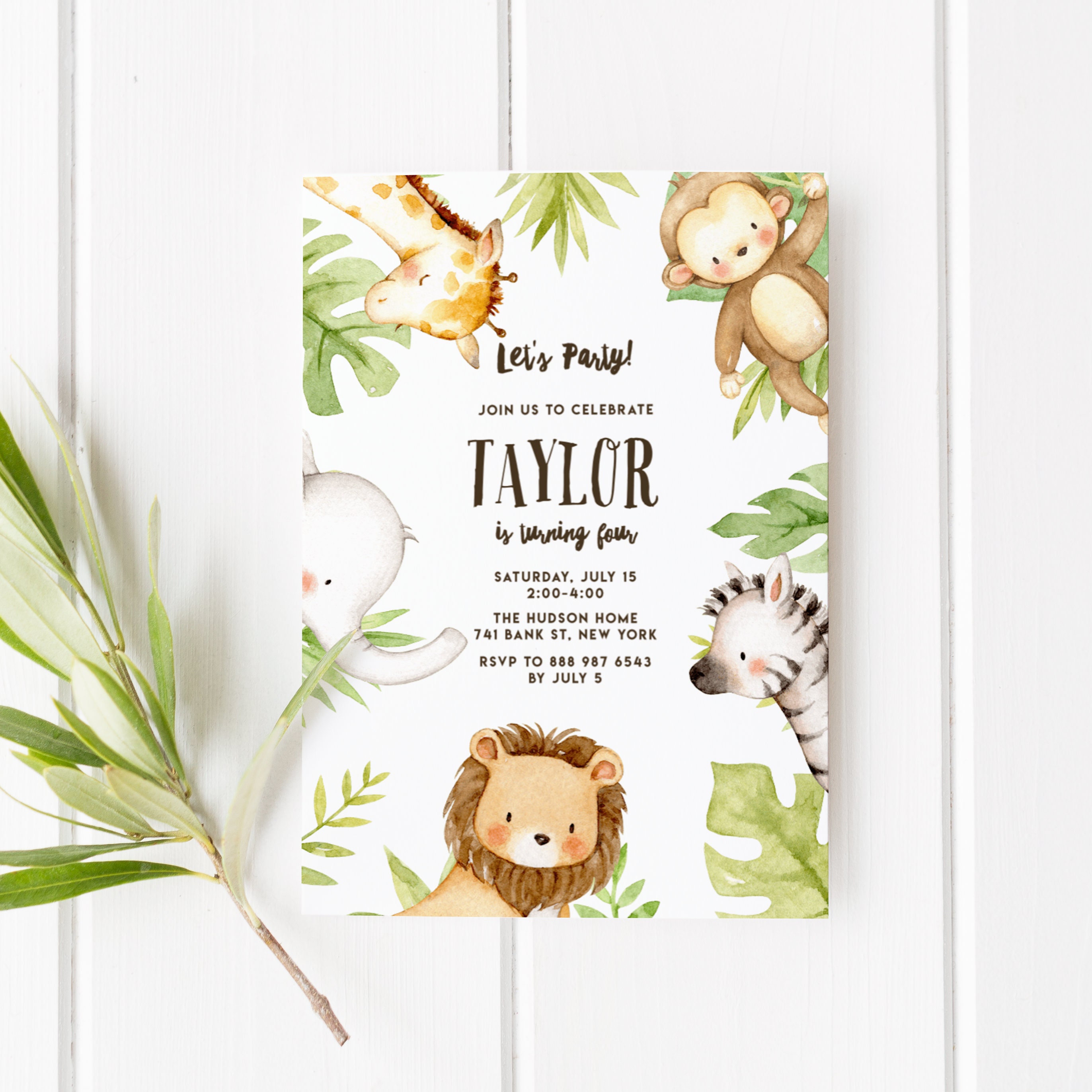 Printable Safari Birthday Party Invitation Template Cute - Etsy