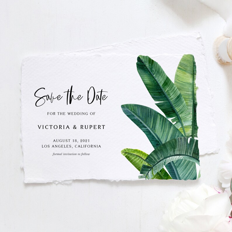 Printable Tropical Help save the Day Template - Watercolor Banana Palm Leaves - Summer season Wedding ceremony Day Announcement - Do it yourself, Editable WBL32 picture regarding Banana Template Printable known as Printable Tropical Help save the Day Template - Watercolor Banana Palm Leaves - Summer season Marriage Day Announcement - Do it yourself, Editable WBL32