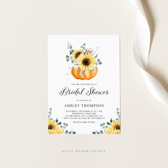 Printable Pumpkin Bridal Shower Invitation Template Boho - Etsy