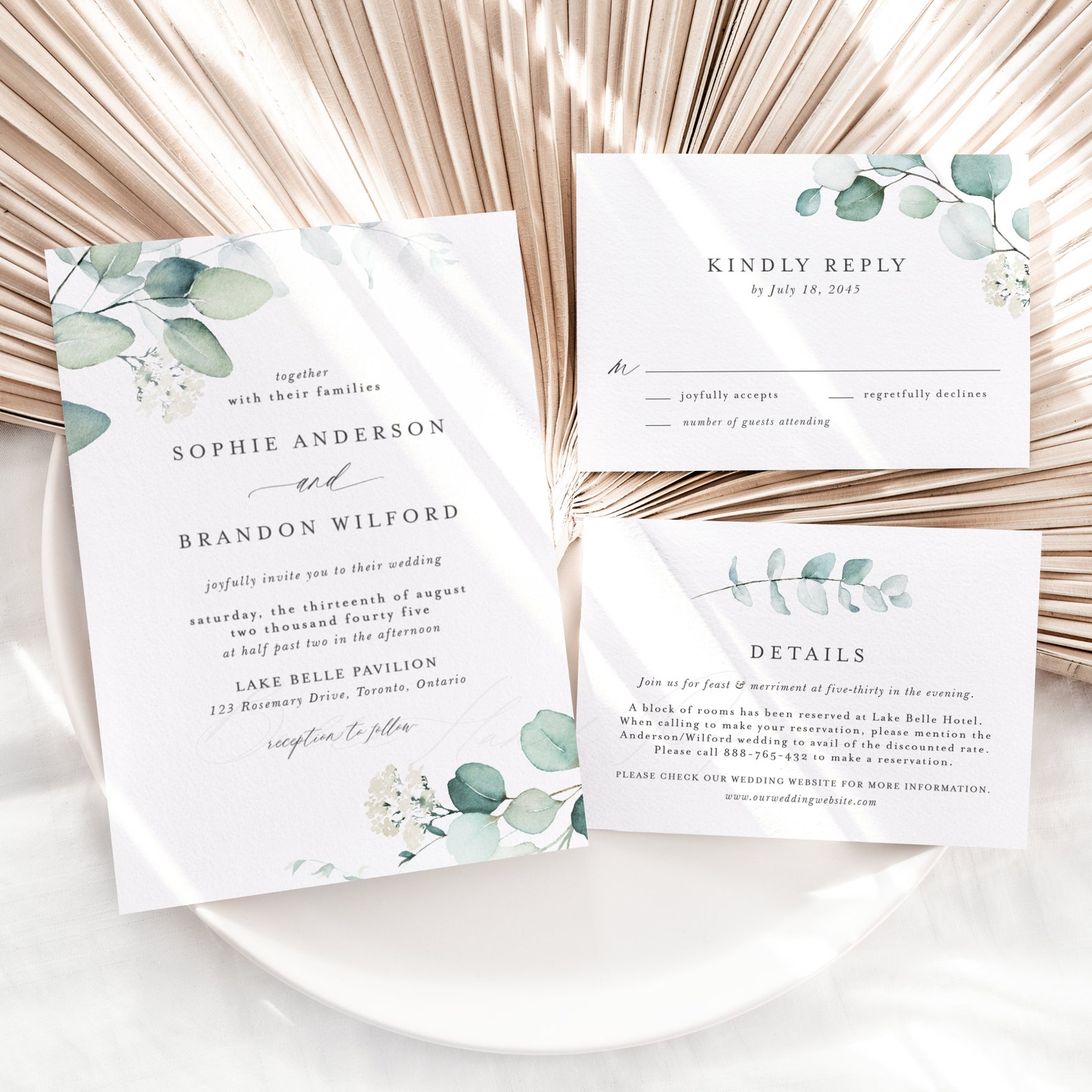 Printable Greenery Wedding Suite Template DIY Watercolor - Etsy