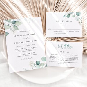 Printable Greenery Wedding Suite Template - DIY Watercolor Eucalyptus ...