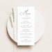 Printable Script Menu Card Template 4x9 Elegant Beatrice - Etsy