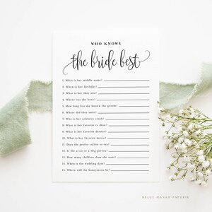 Script Who Knows the Bride Best Game How Well Do You Know the Bride Card Printable Sophie Script Bridal Shower Game Instant Download image 2