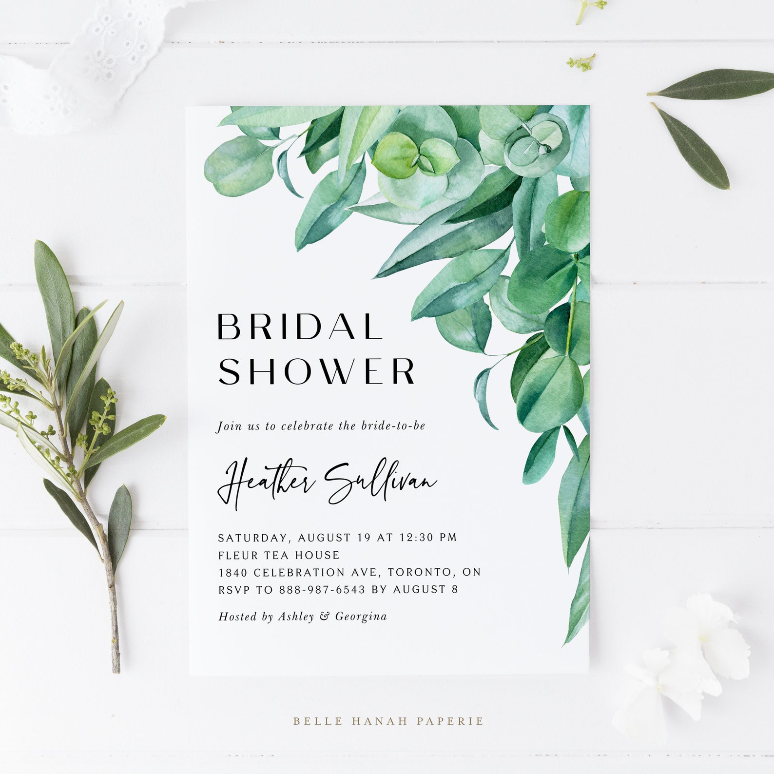 Printable Eucalyptus Baby Shower Invitation Template DIY - Etsy