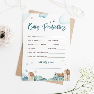 Carte de prédictions de bébé imprimable - 5 x 7 imprimable aquarelle Aviation thème bébé douche activité carte - jeu de douche de bébé Téléchargement instantané AB54
