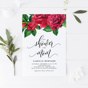 Printable Red Roses Baby Shower Invitation Template - Etsy