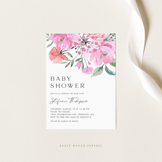 Printable Floral Baby Shower Invitation Template Boho | Etsy