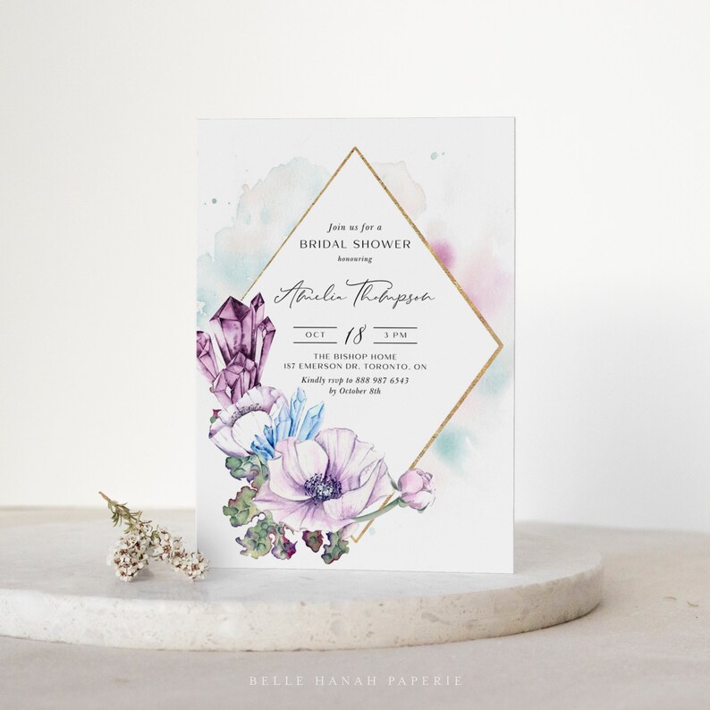 Printable Crystals Bridal Shower Invitation Template Etsy