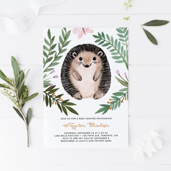 Hedgehog baby shower invitations sale