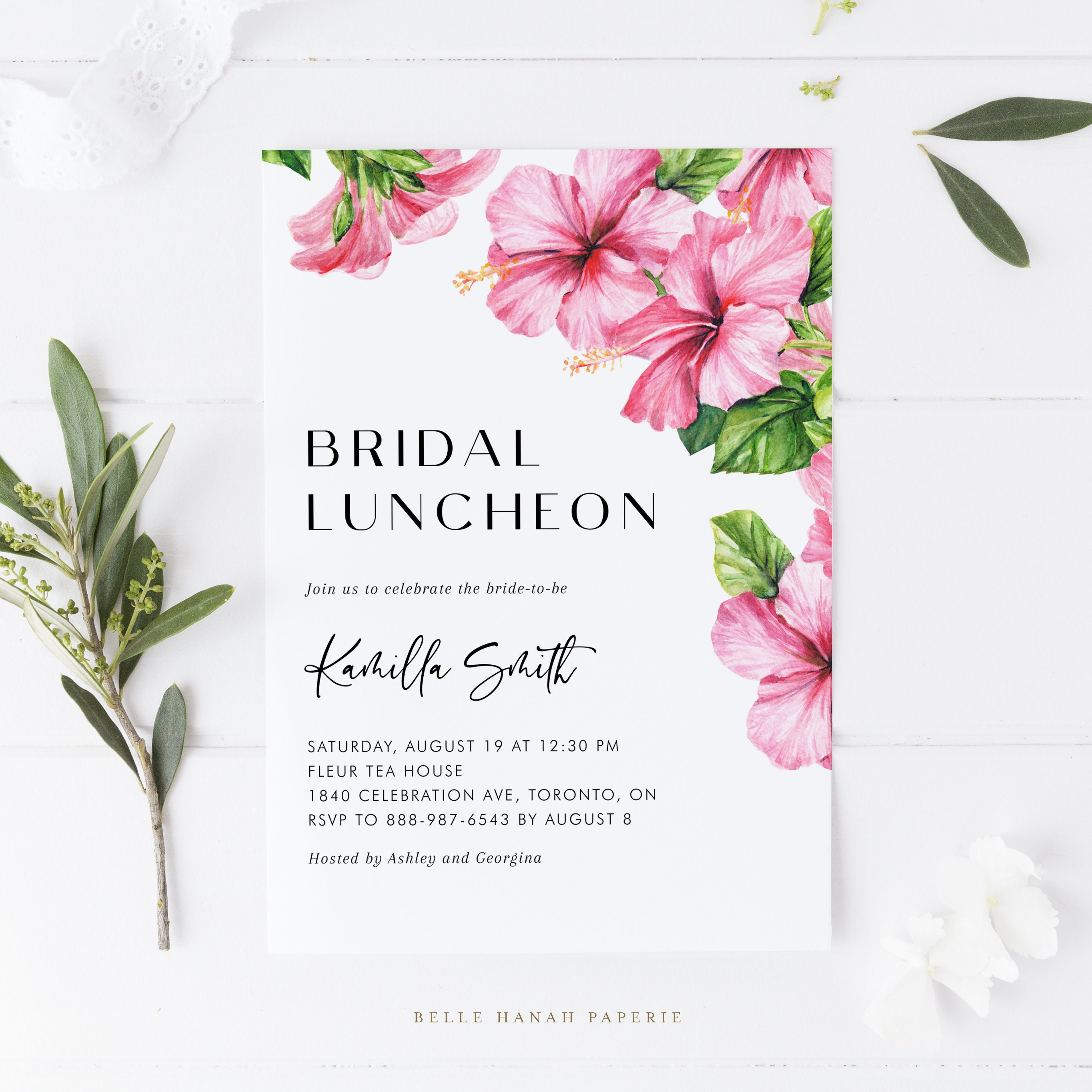 Invitations Elegant Chic Tropical Bridal Shower Luncheon Invitation Bridal Shower Invitation