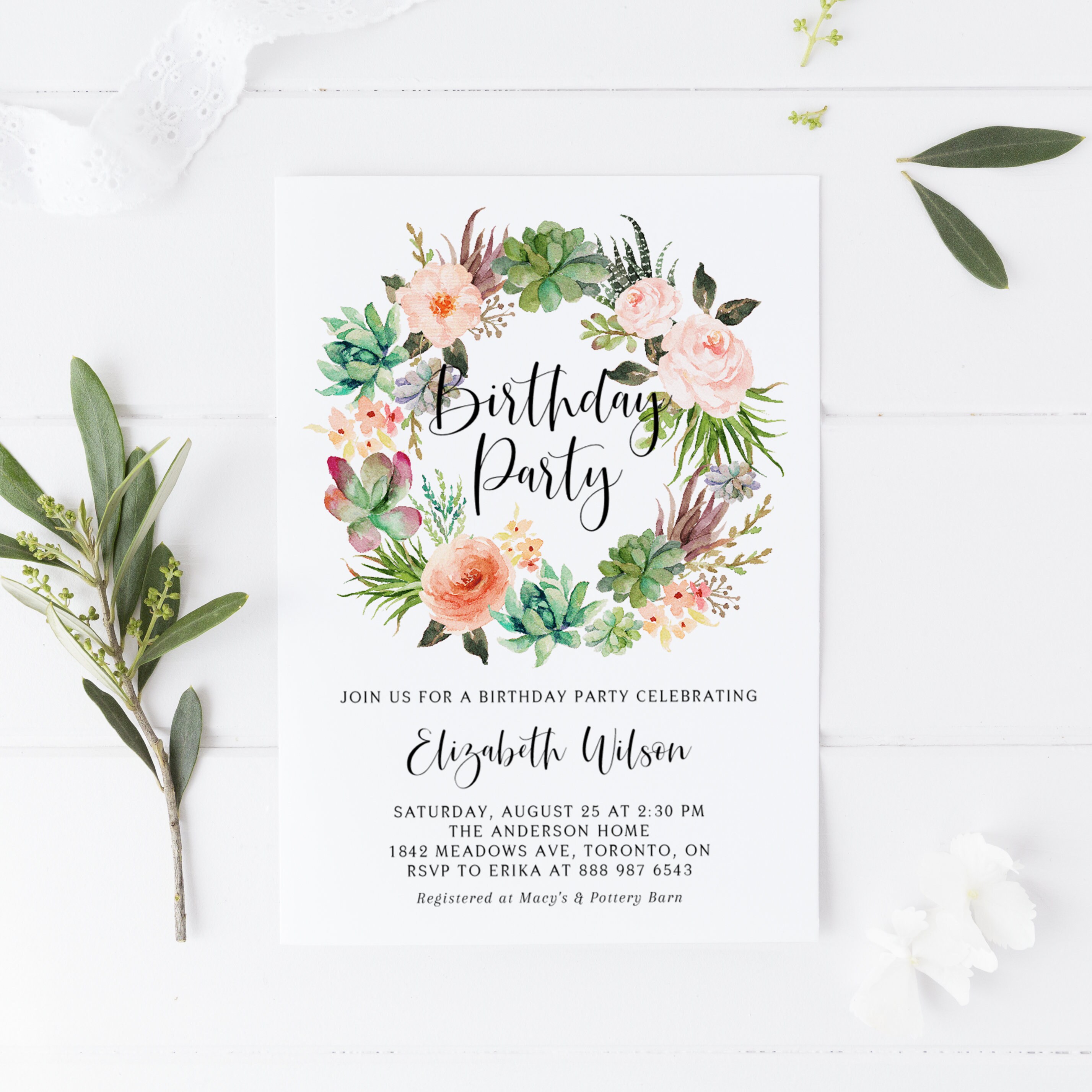 Editable BLW1 Boho Lemon Wreath Sweet 16 Party Invitation Template Printable Rustic Watercolor Lemon Wreath Summer Sweet Sixteen Invite