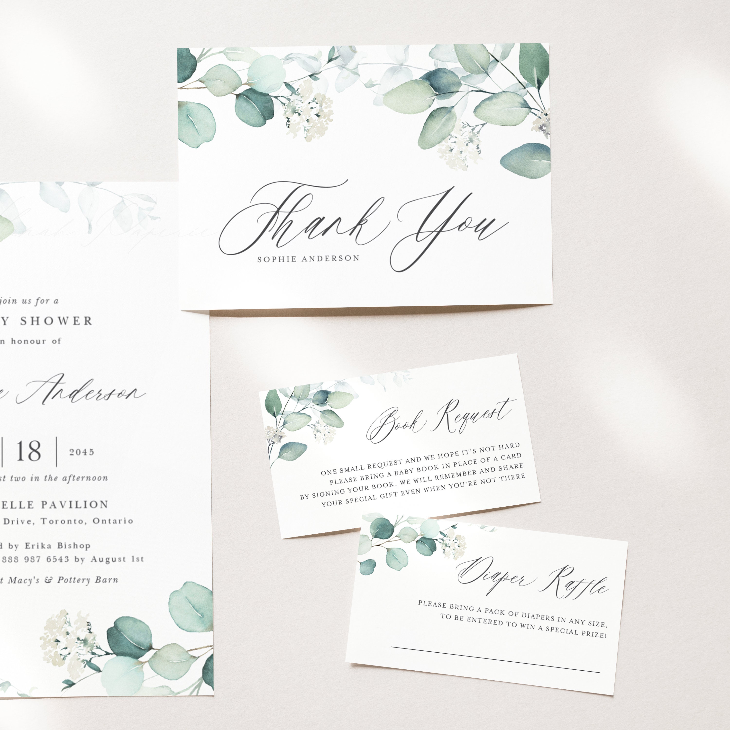 Printable Greenery Baby Shower Bundle Template DIY Eucalyptus | Etsy