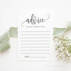 Carte de conseils imprimable douche nuptiale - 5 x 7 conseils Sophie Script pour la future mariée carte - carte de conseils et de vœux - téléchargement immédiat
