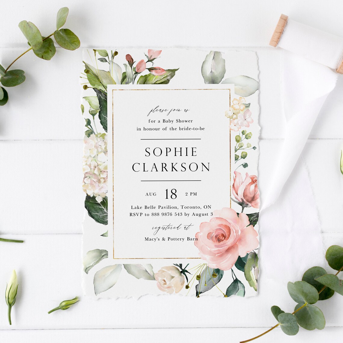 Elegant Floral Baby Shower Invitation Template Printable | Etsy