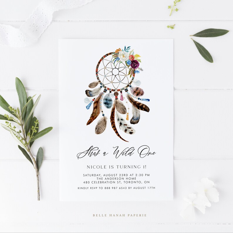Printable Dreamcatcher First Birthday Party Invitation - Etsy