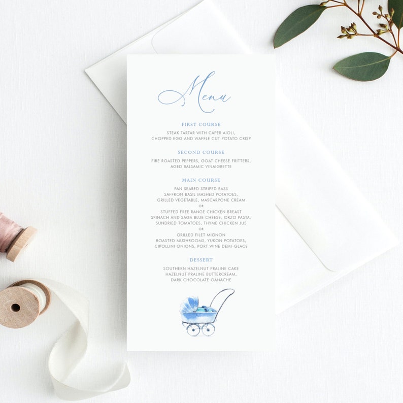 Baby Shower Menu Template