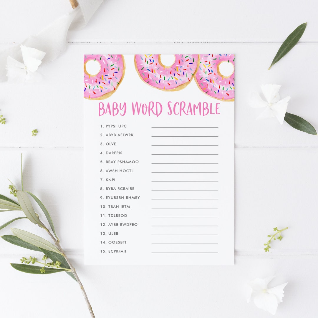 Pink Donuts Baby Word Scramble Baby Shower Game Printable - Etsy