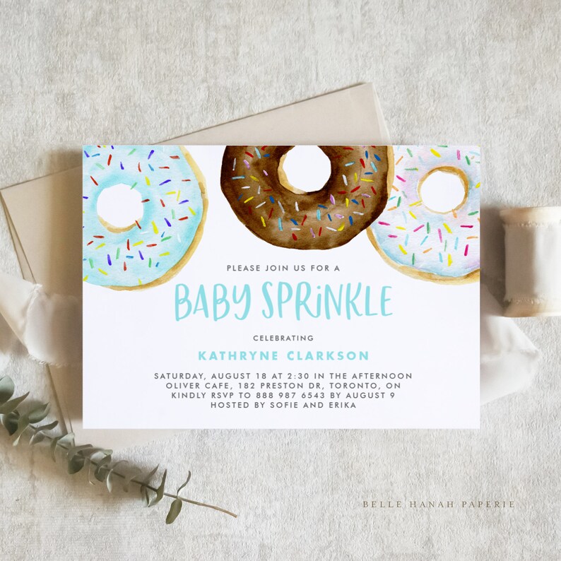Printable Donuts Baby Sprinkle Invitation Template - Etsy