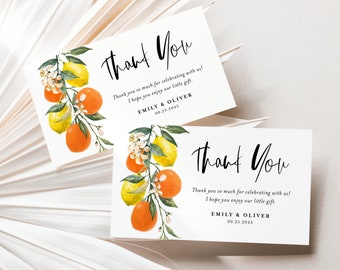 Printable Citrus Wedding Thank You Gift Tag Template - Botanical Lemons and Oranges Wedding Favor Tag - Editable Gift Tag Templett BC85