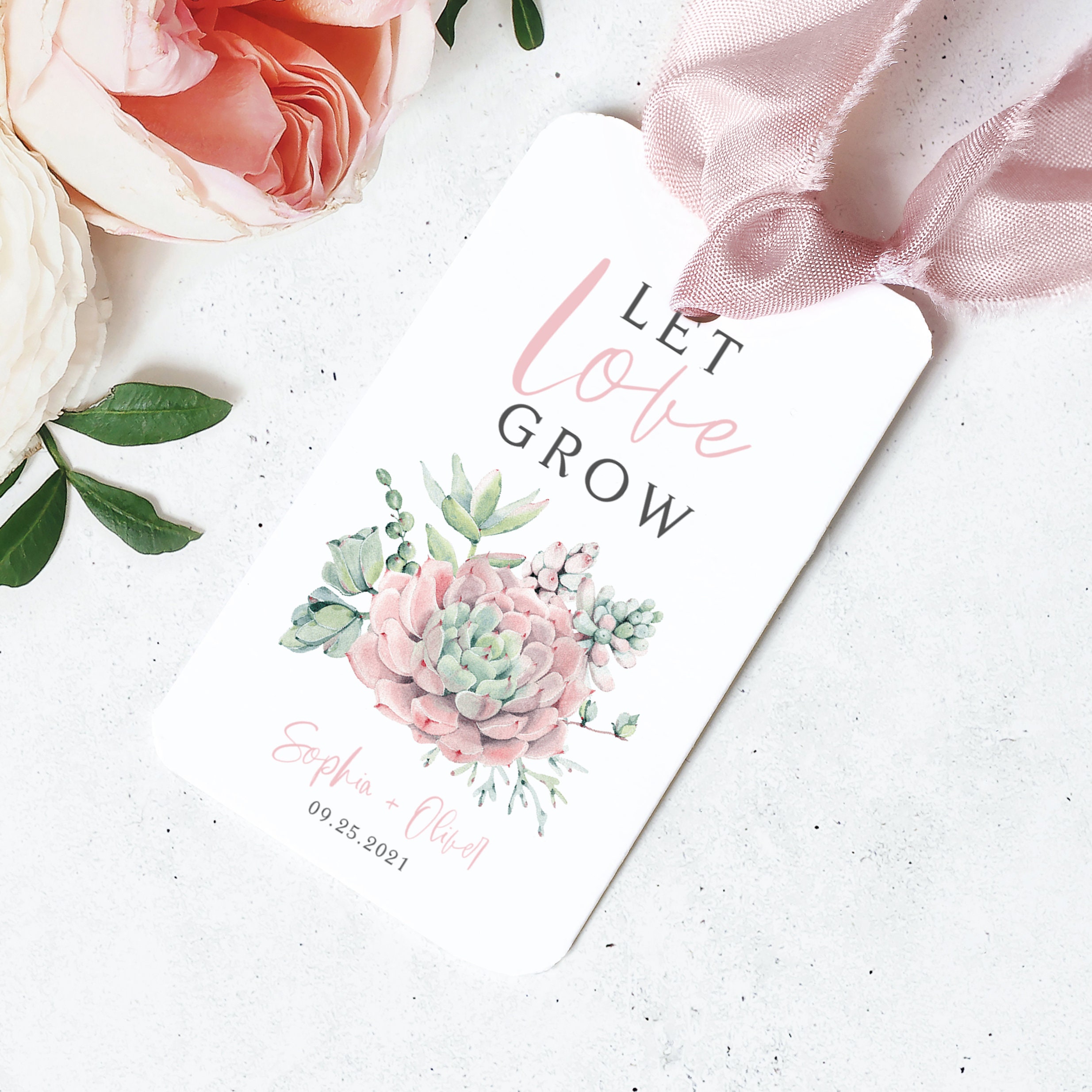 Printable Succulents Let Love Grow Wedding Tag Template - DIY ...