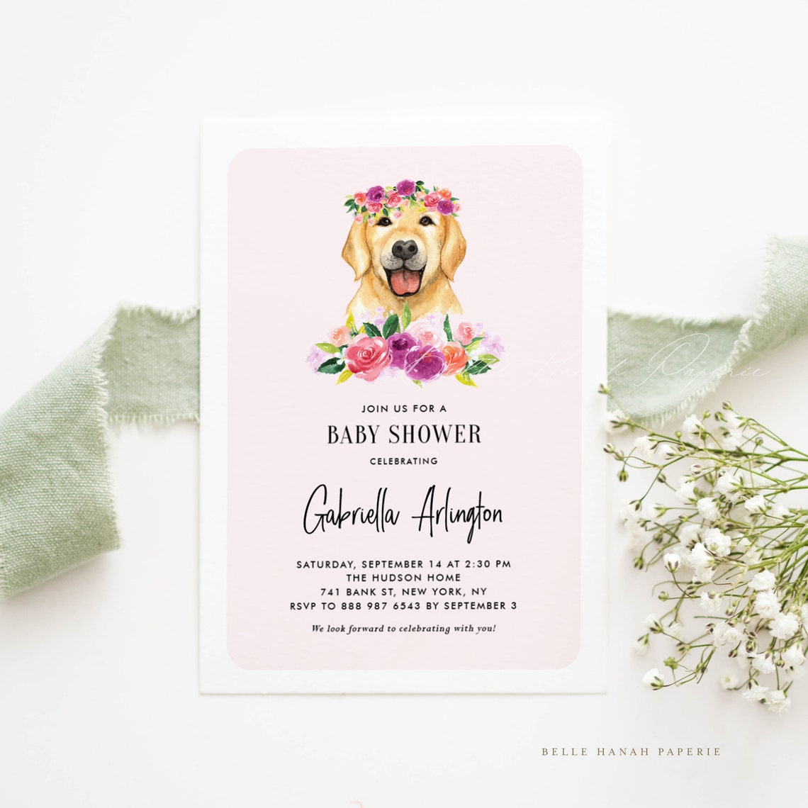 Printable Pink Baby Shower Invitation Template Watercolor - Etsy