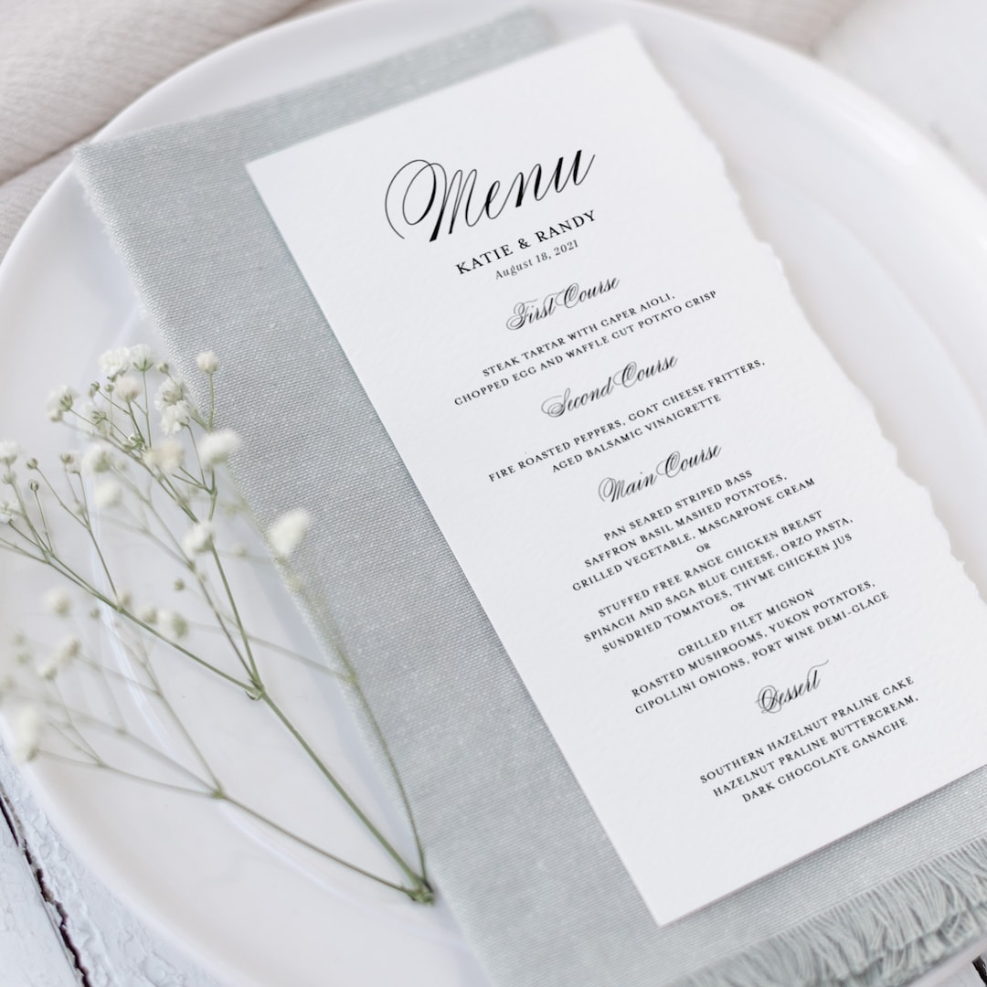 Printable Wedding Menu Card Template - Editable Katie Script Menu Card ...