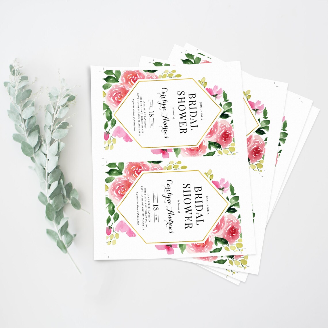 Printable Pink Floral Baby Shower Invitation Template - Etsy