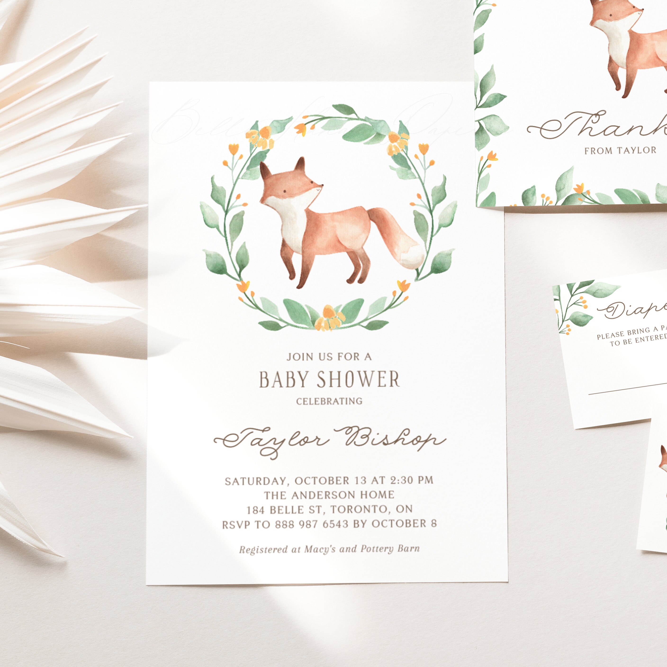 Printable Fox Baby Shower Bundle Template DIY Woodland Baby | Etsy