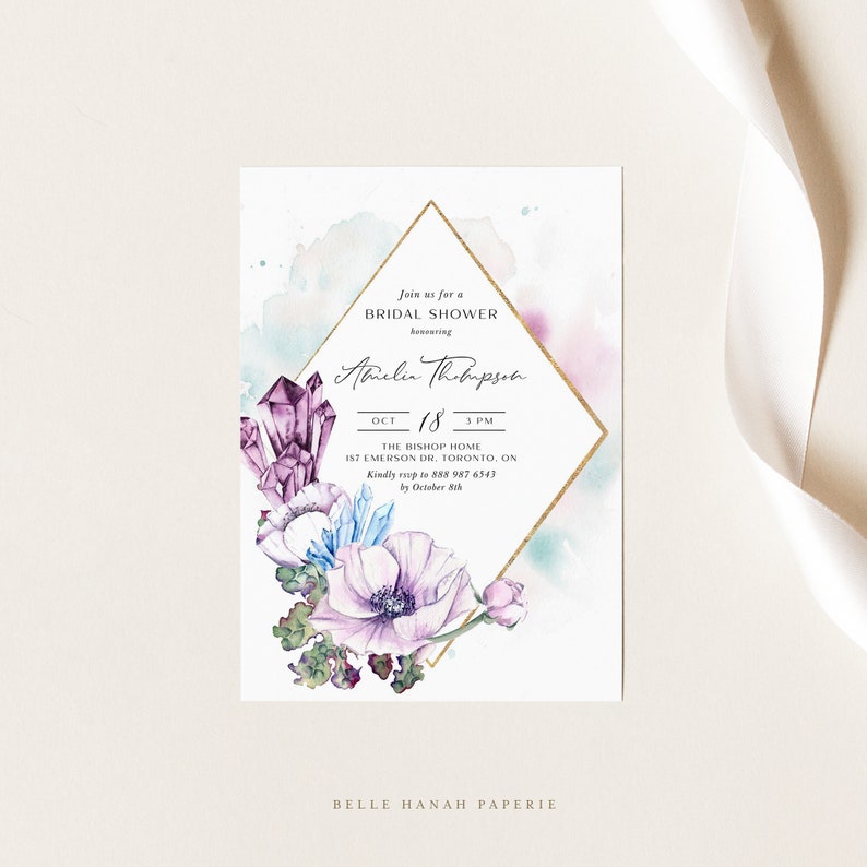 Printable Crystals Bridal Shower Invitation Template Etsy