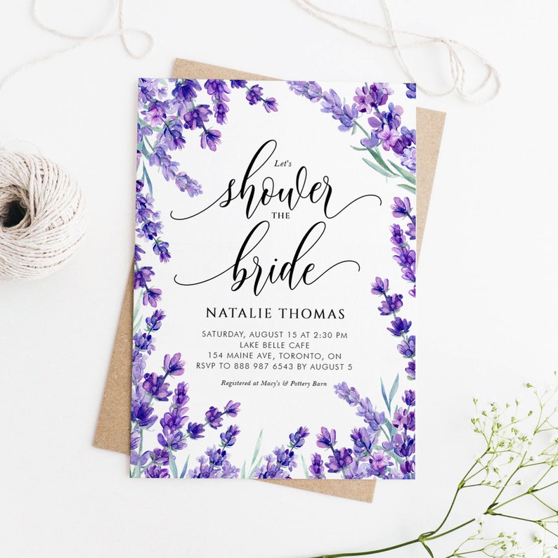 Lavender Bridal Shower Invitation Template Printable Etsy