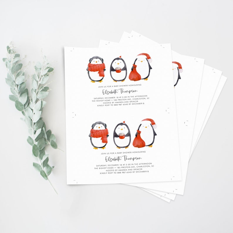 Penguin Birthday Party Invitation Template Printable - Etsy