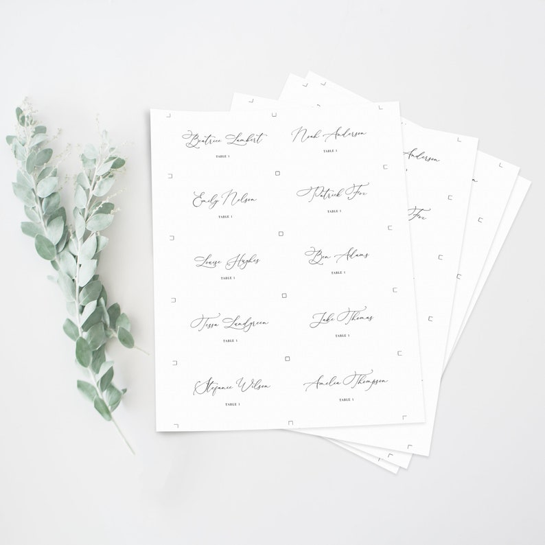 3.5x2 Flat and Folded Cards Beatrice Script Placecard Printable Script Place Cards Templates Wedding Escort Cards Customizable Color