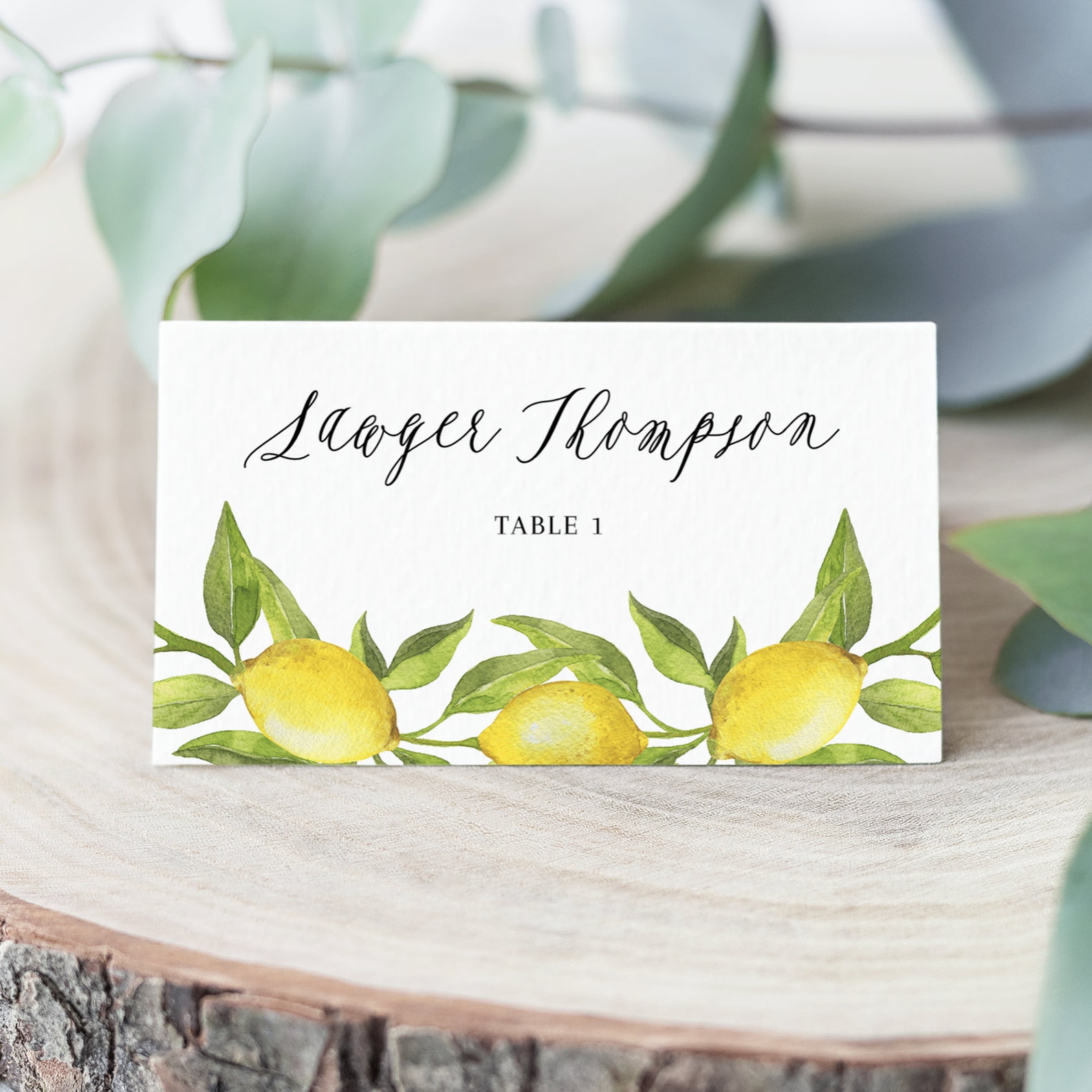 Lemon Wedding Place Card Template Printable Watercolor Lemon - Etsy
