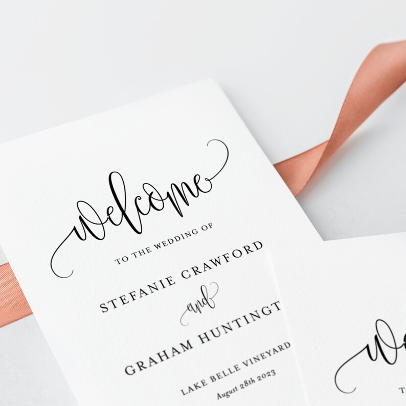 DIY Script Wedding Program Fans Template Printable Elegant - Etsy