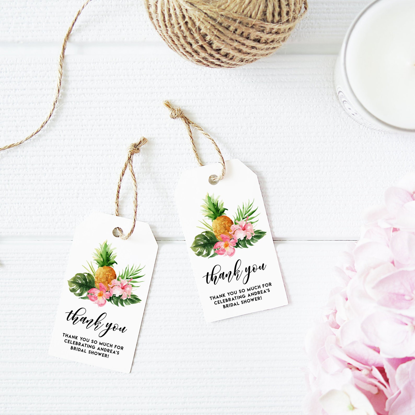 Printable Tropical Thank You Gift Tag Template Editable | Etsy