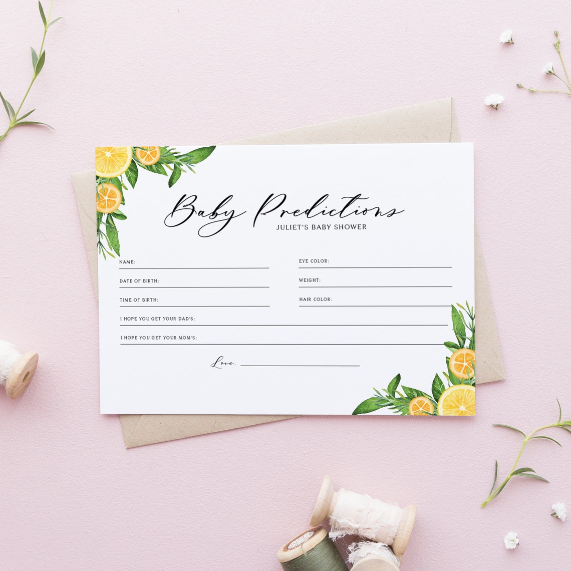 Editable Baby Predictions Card Template Printable Watercolor - Etsy