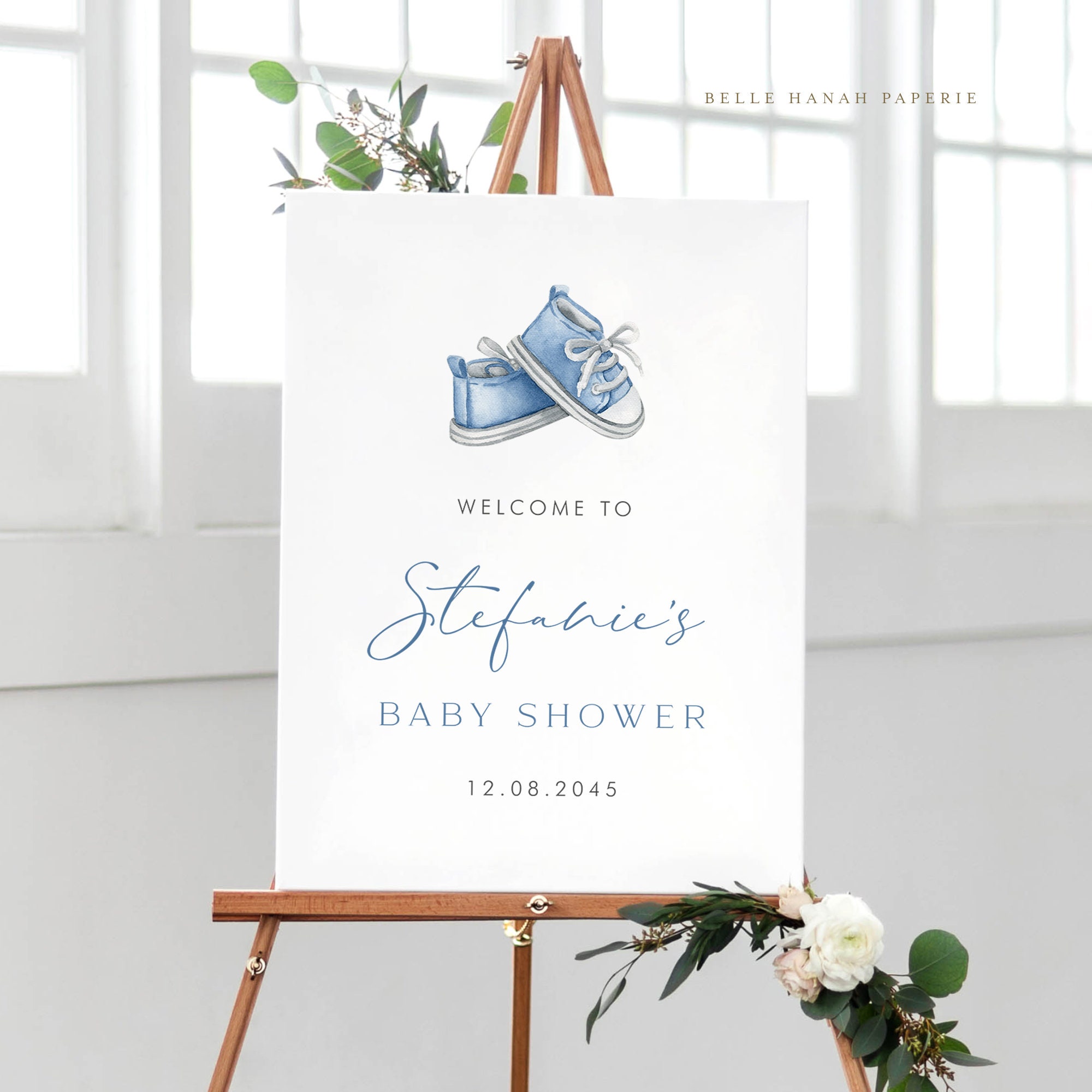 Printable Booties Baby Shower Welcome Sign Template - 18x24 Watercolor ...