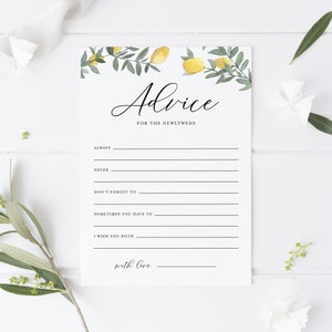Boho Lemon Advice für das Brautpaar Karte - Lemon Wedding Advice Card - Printable Lemon Summer Advice for Bride and Groom Card - Instant BLW1