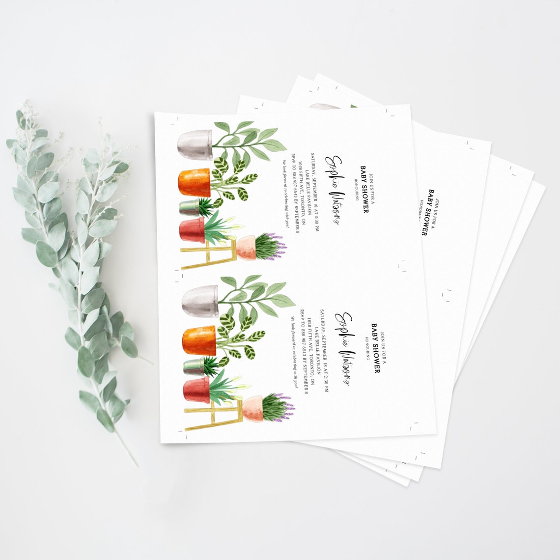 Printable Potted Plants Birthday Party Invitation Template - Etsy