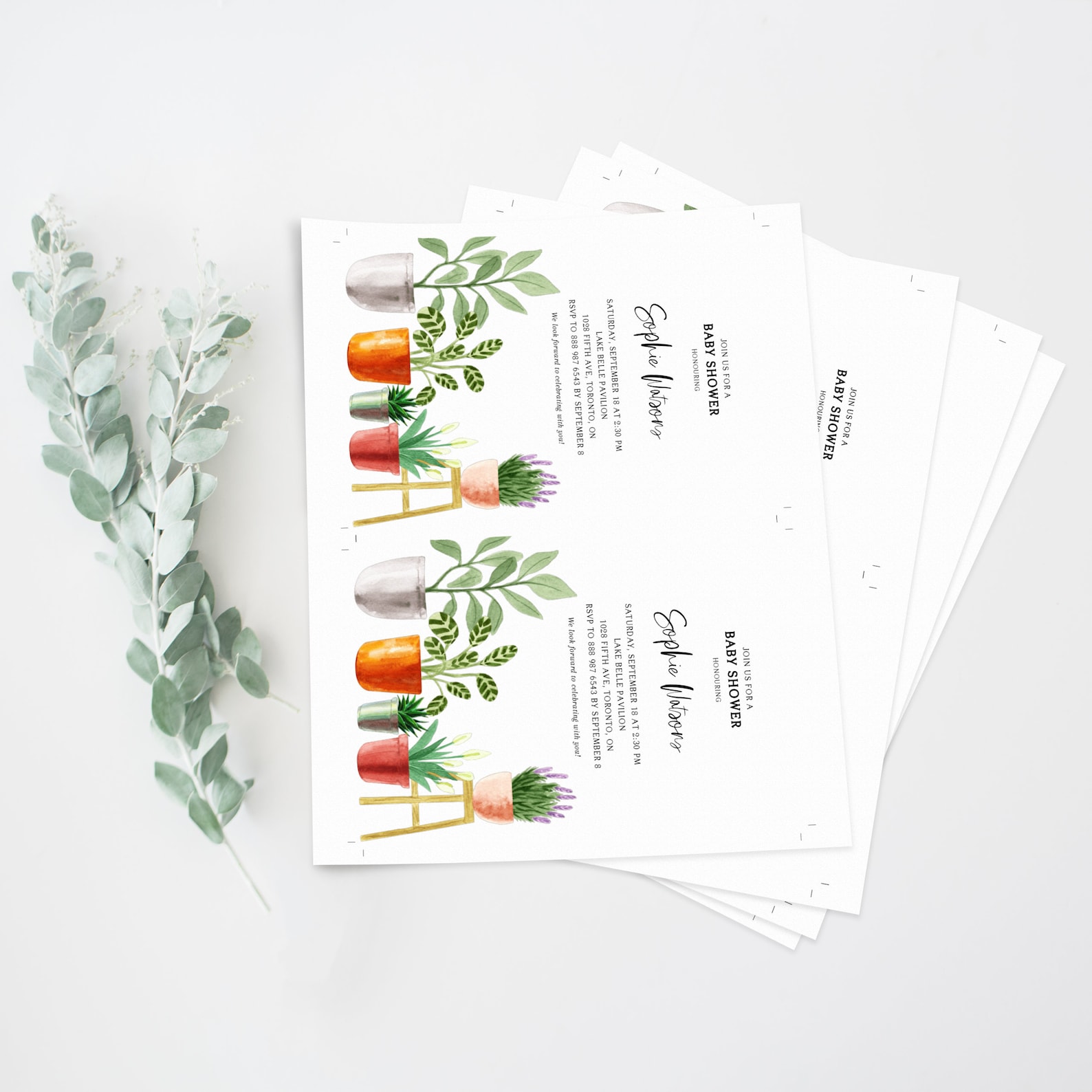 Printable Potted Plants Birthday Party Invitation Template - Etsy