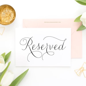 Printable Reserved Wedding Sign - 5x7 Modern Calligraphy Reserved Wedding Sign - Reserved Card- Wedding Printables - Instant Download