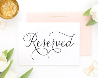 Printable Reserved Wedding Sign - 5x7 Modern Calligraphy Reserved Wedding Sign - Reserved Card- Wedding Printables - Instant Download