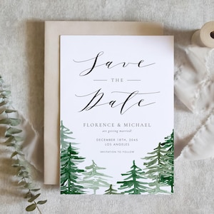 Printable Woodland Save the Date Template - DIY Watercolor Forest Woodland Save the Date Announcement Card - Editable Save the Date WRF35