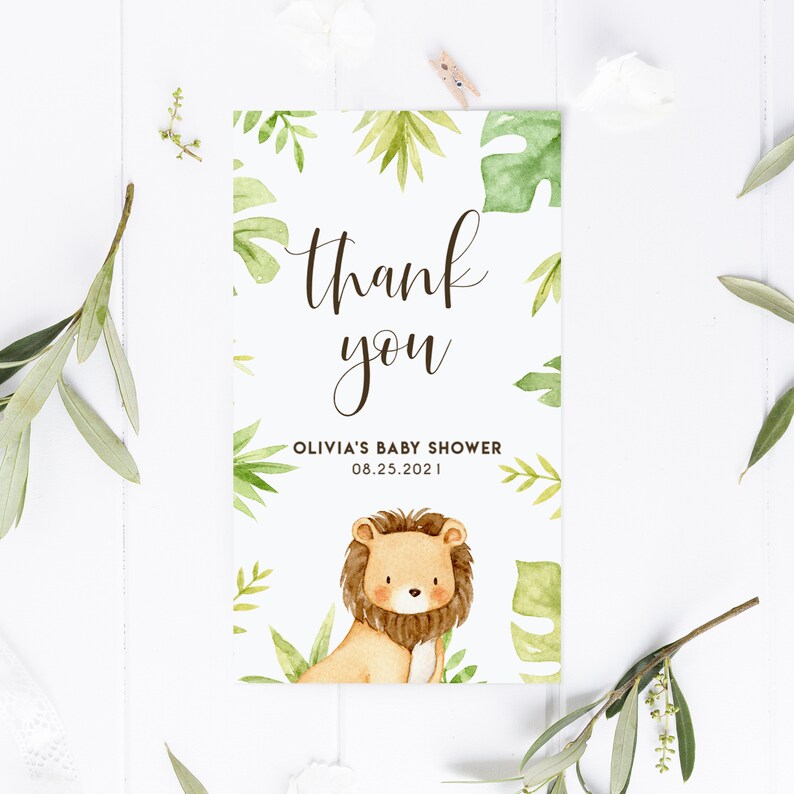 Printable Safari Baby Lion Baby Shower Thank You Gift Tag Etsy
